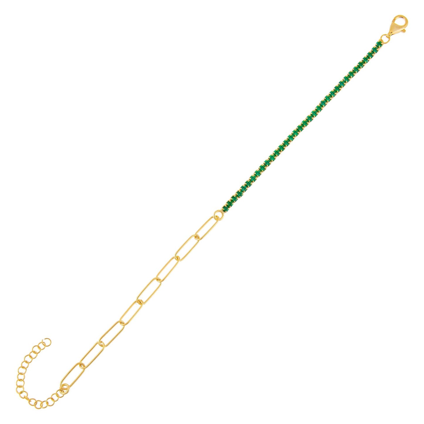 Half Tennis Half Link Gold Plated Bracelet