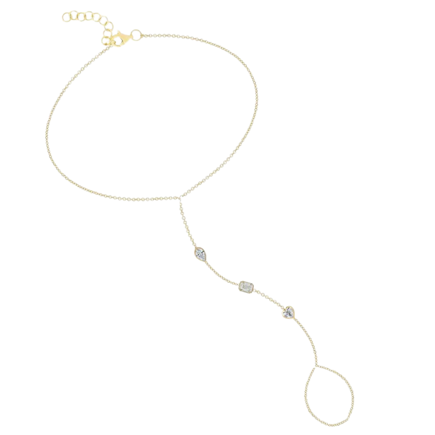 Gold-Plated Multi-Shape Hand Chain Bracelet