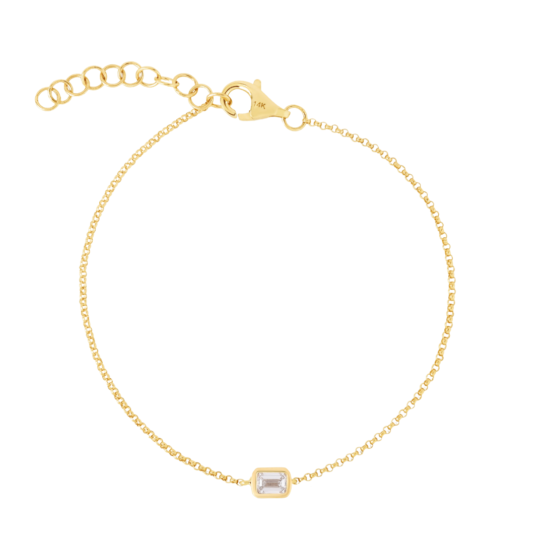 14K Gold Radiant Diamond Bezel Bracelet