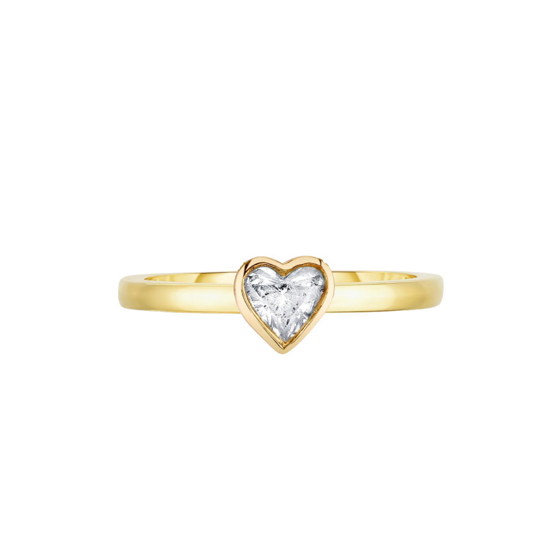 14K Gold Mini Diamond Heart Ring