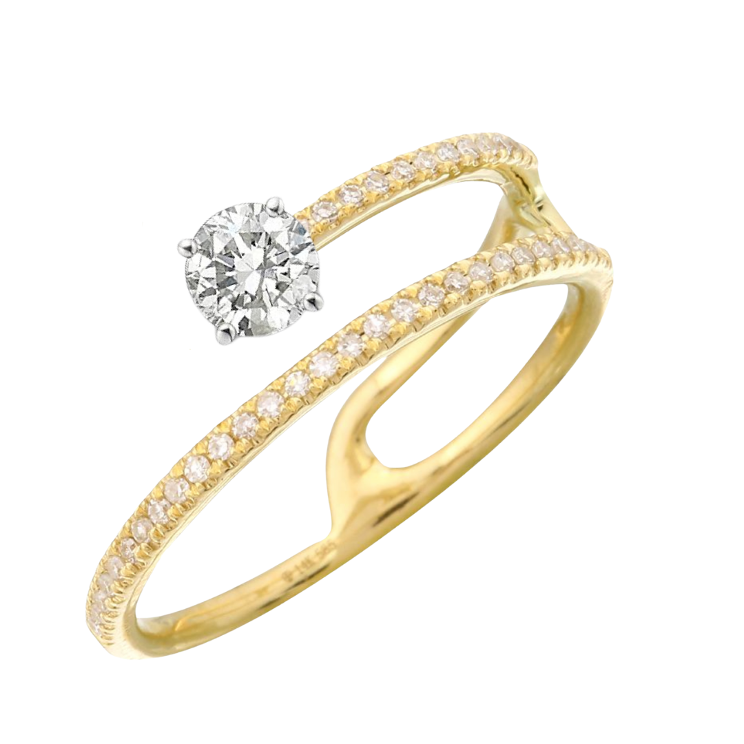 14K Gold Round Diamond Double Illusion Ring