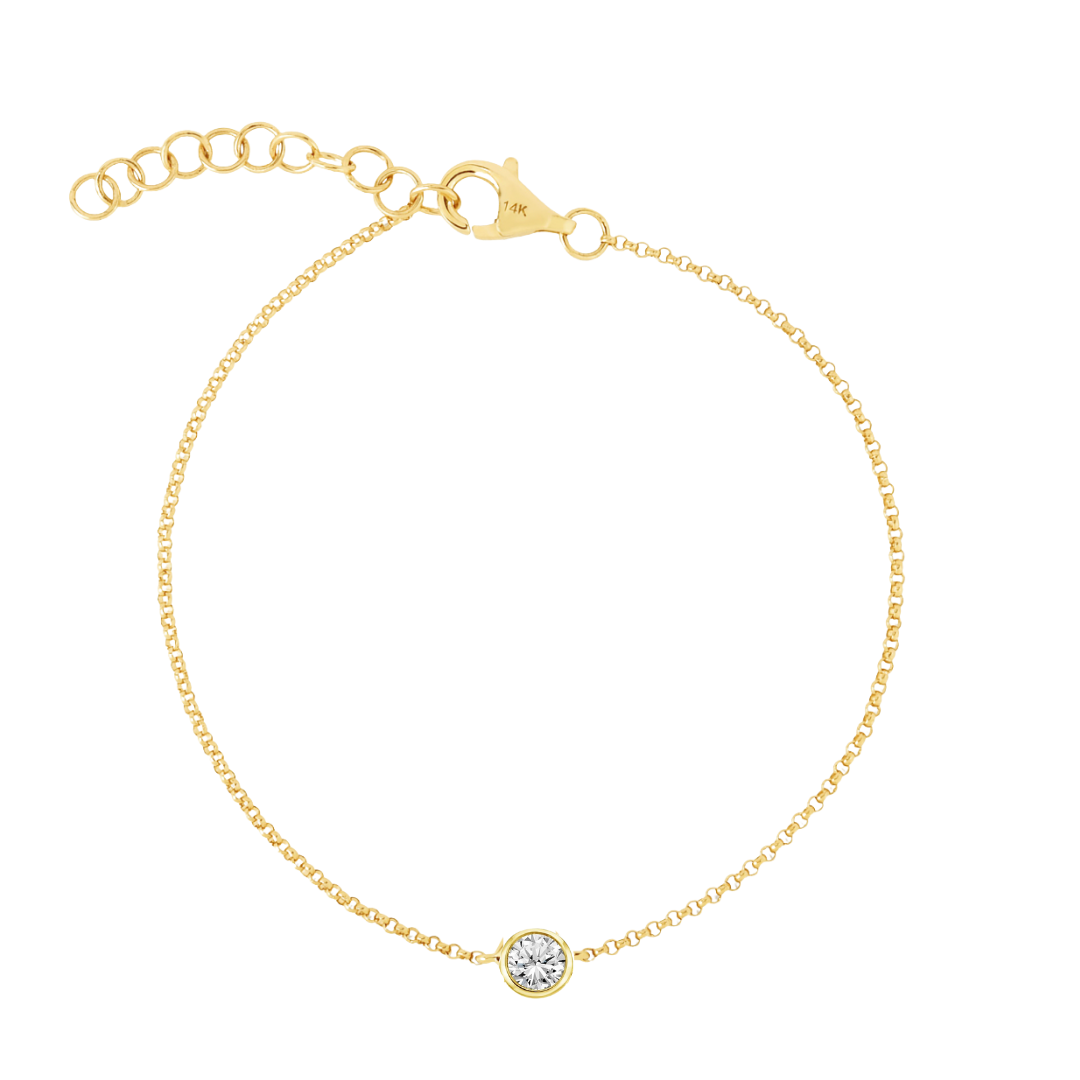 14K Gold Round Diamond Bezel Bracelet