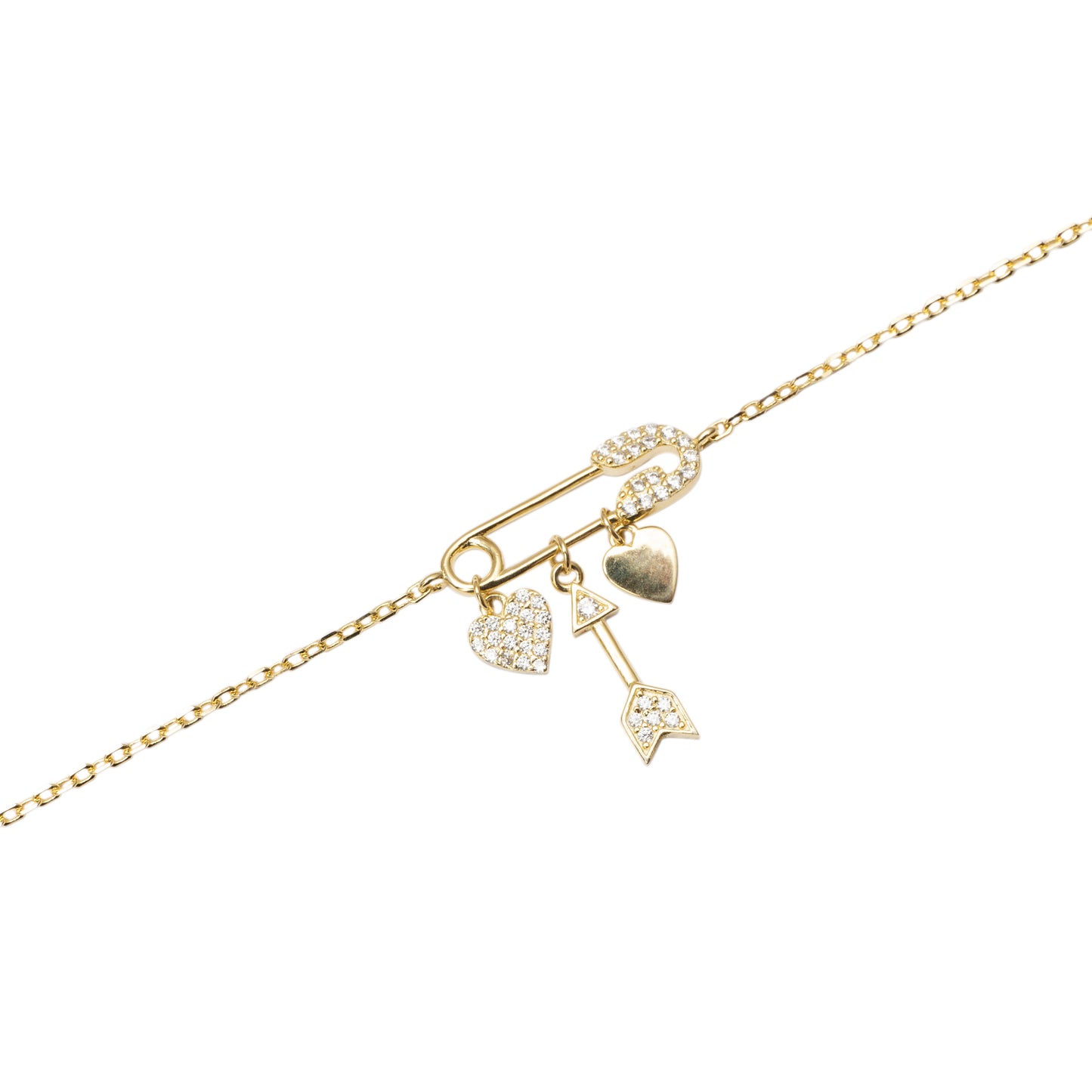 Gold-Plated Paperclip + 3Charm Goals Bracelet