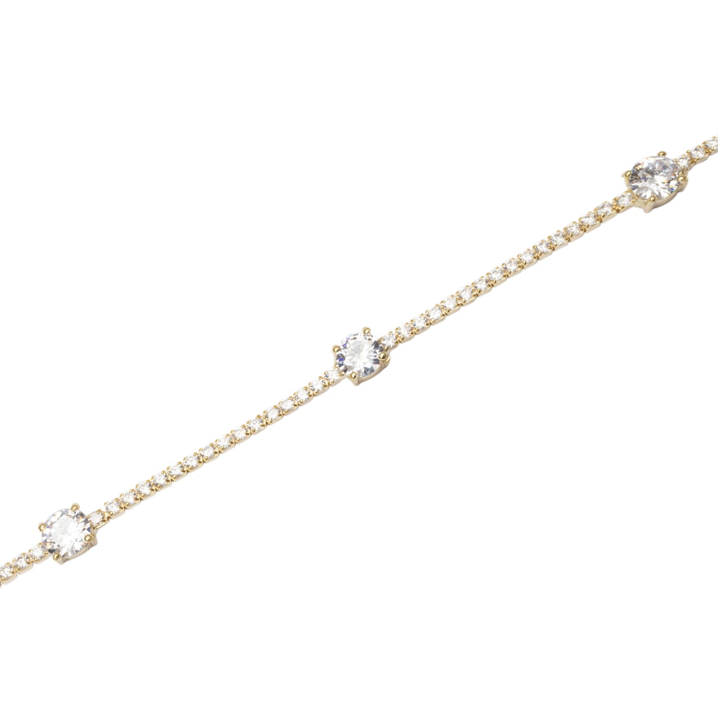 Gold-Plated 5 Station CZ Choker Necklace