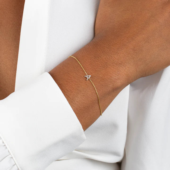 14K Gold Initial Letter Diamond Bracelet