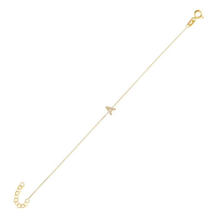 14K Gold Initial Letter Diamond Bracelet