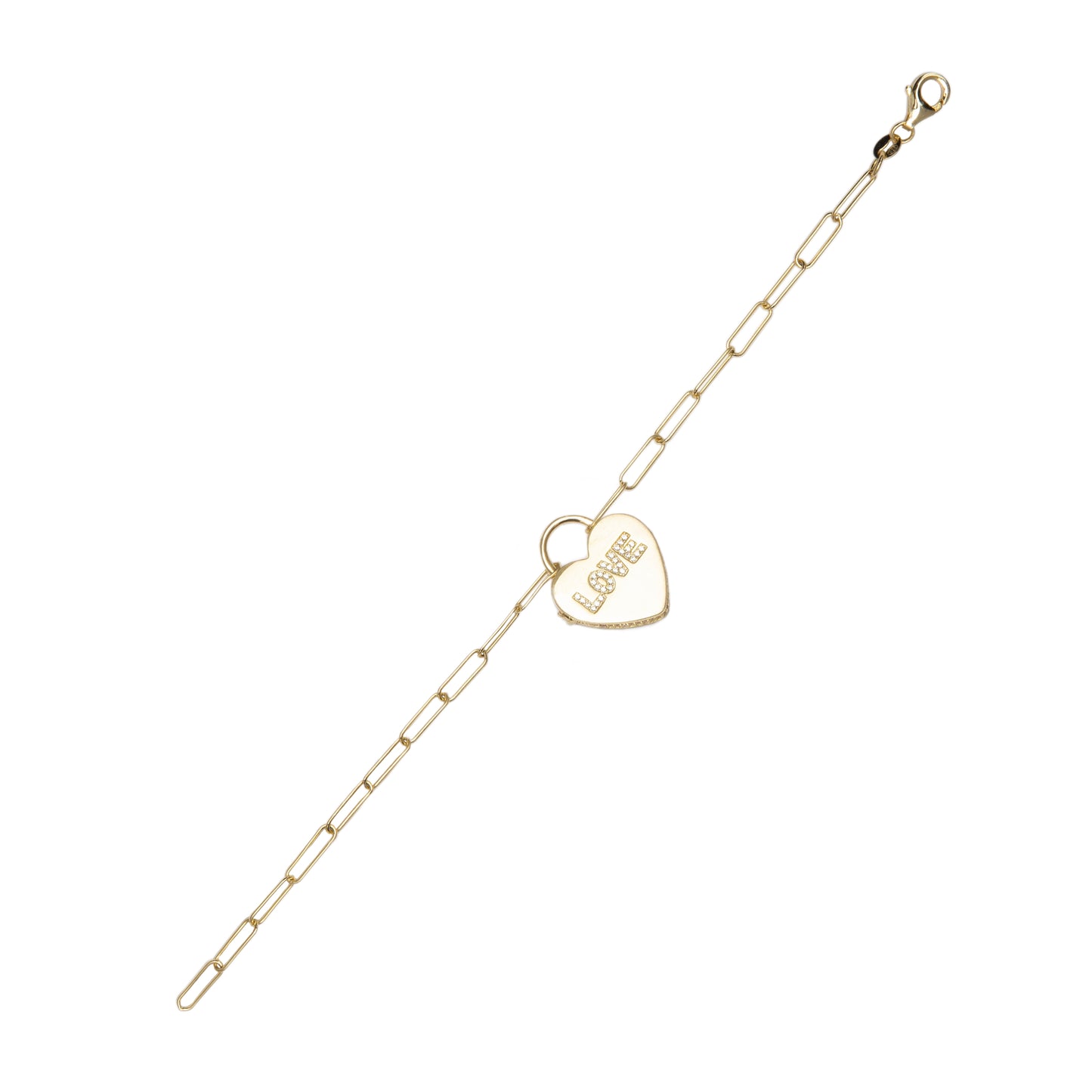 Gold-Plated "LOVE" Heart Locket Bracelet