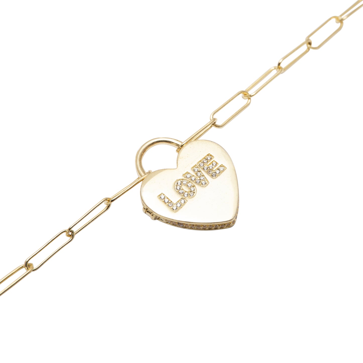 Gold-Plated "LOVE" Heart Locket Bracelet